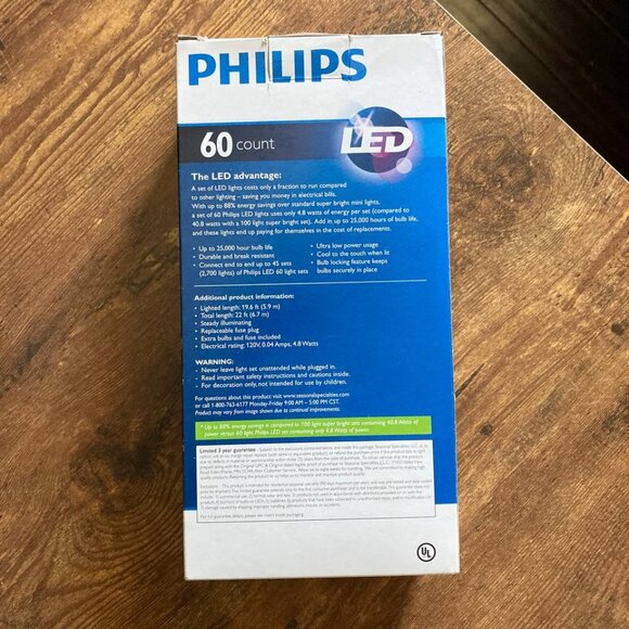 Philips 60-Count Warm White Mini Faceted LED String Lights Holiday Christmas - Picture 3 of 9